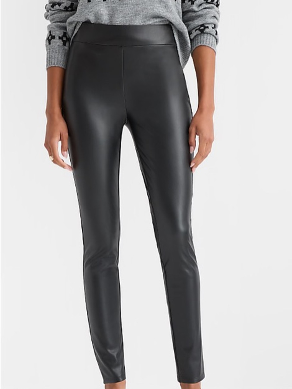 LOFT Black Faux Leather High-Rise Leggings